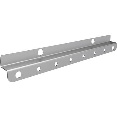 Metal angle brackets with multiple circular holes, used for constructions or fixings on walls or other surfaces.