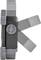 A black lock with a rotatable lever in grey, shown in three positions.