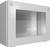 White metal box with a glass door that is partially transparent. Two metal locks are located in the top corners.