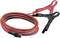 Red and black jump leads with clamps, used for connecting vehicle batteries to start a discharged battery.