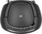 Black portable CD player with radio and electronic controls on the front panel, including volume control.