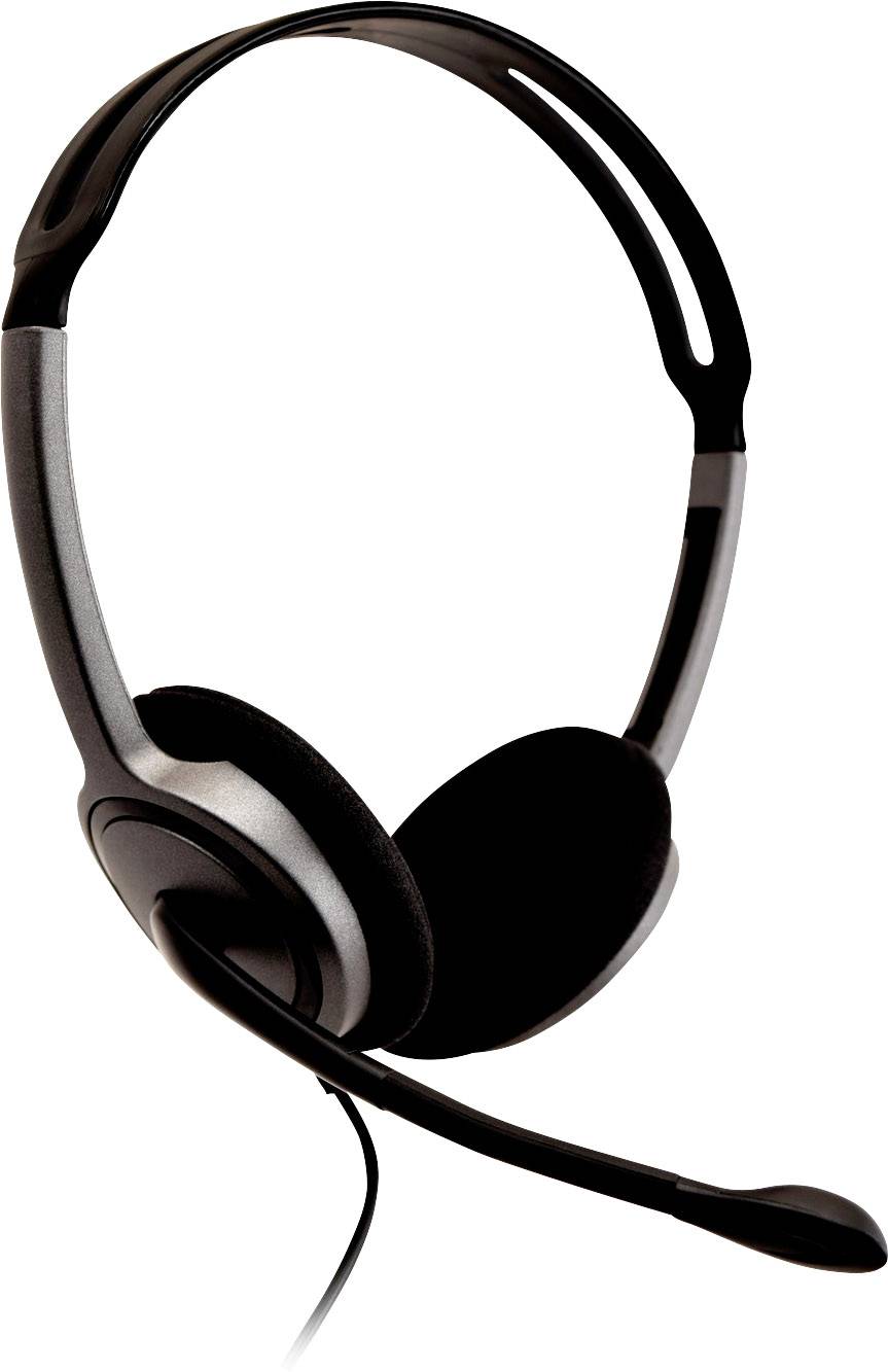 V7 Videoseven Boom MIC On-ear headset Corded (1075100) Stereo Silver Microphone noise cancelling, Noise cancelling Volum-2