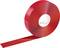 A roll of red adhesive tape, partially unrolled, against a white background.