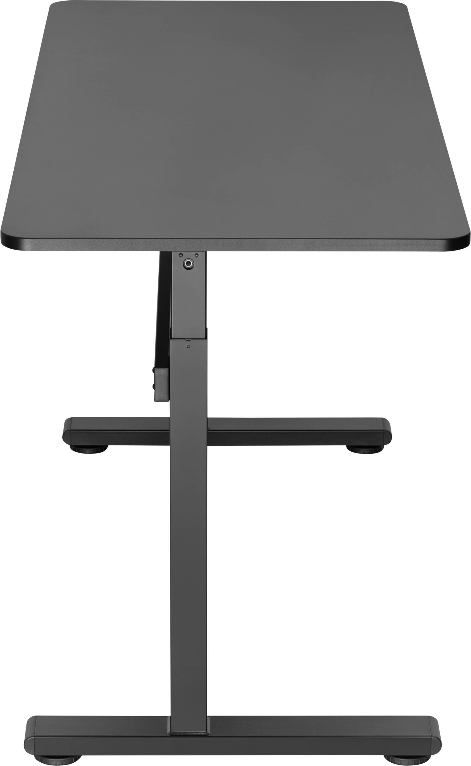 A simple, black high table with metal legs, shown from a bird's-eye view. Suitable for office or home use.
