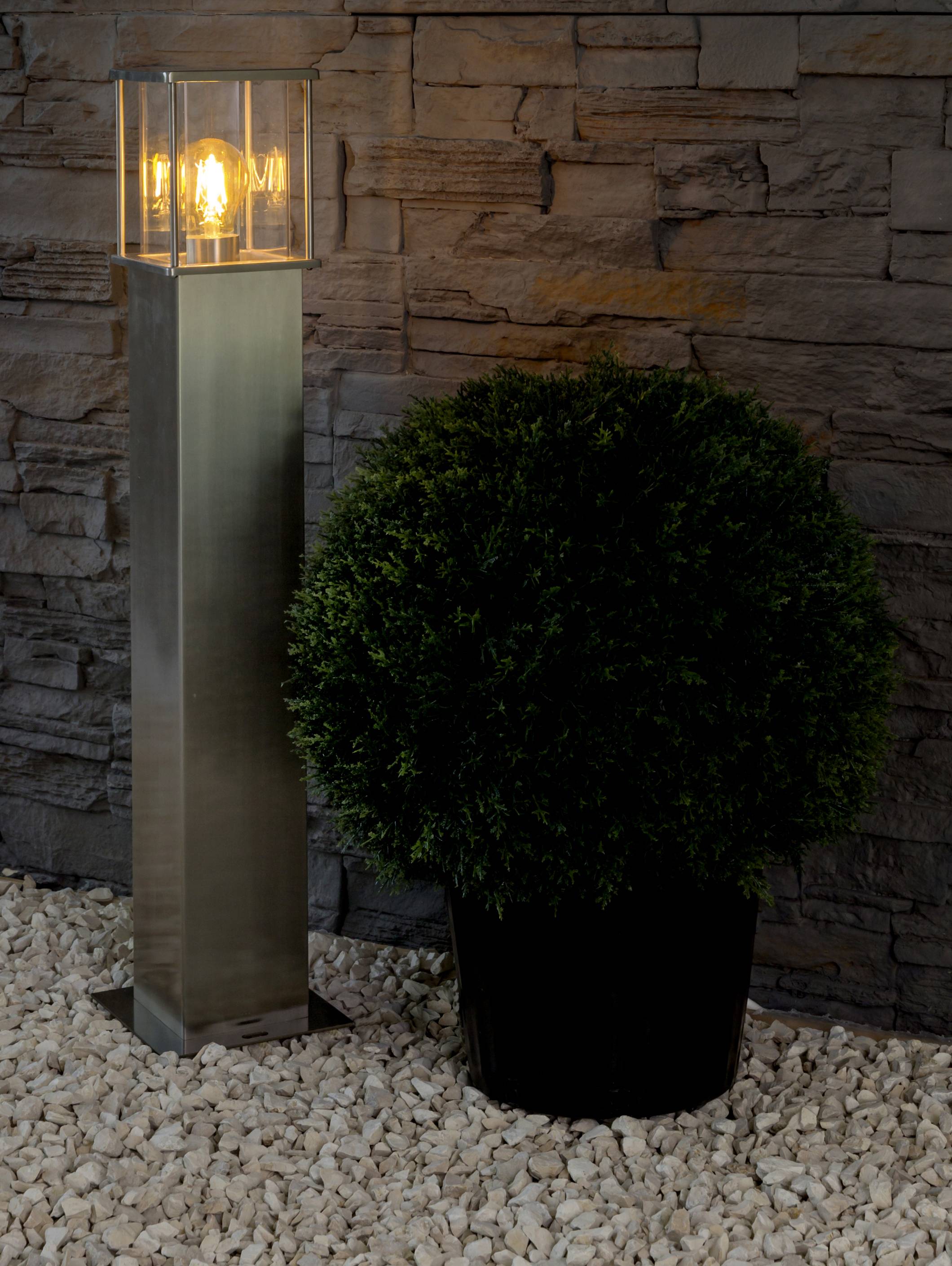 Heitronic 37402 RHODOS Outdoor free standing light LED (monochrome) E-27 Stainless steel-1