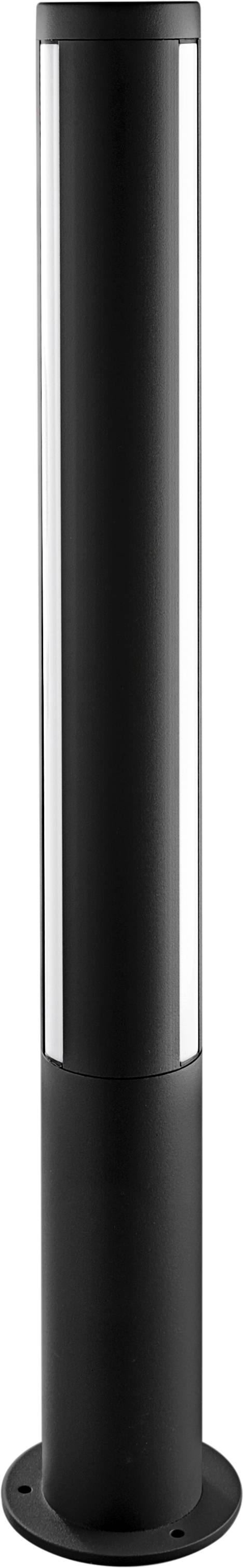 A black, cylindrical floor socket with silver accents, suitable for powering devices indoors.