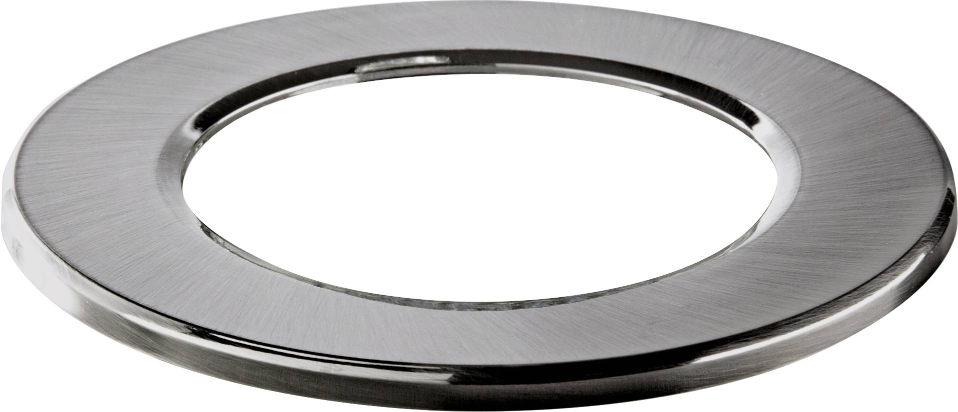 A silver metal ring with a large circular cutout in the centre, used for technical or mechanical equipment.