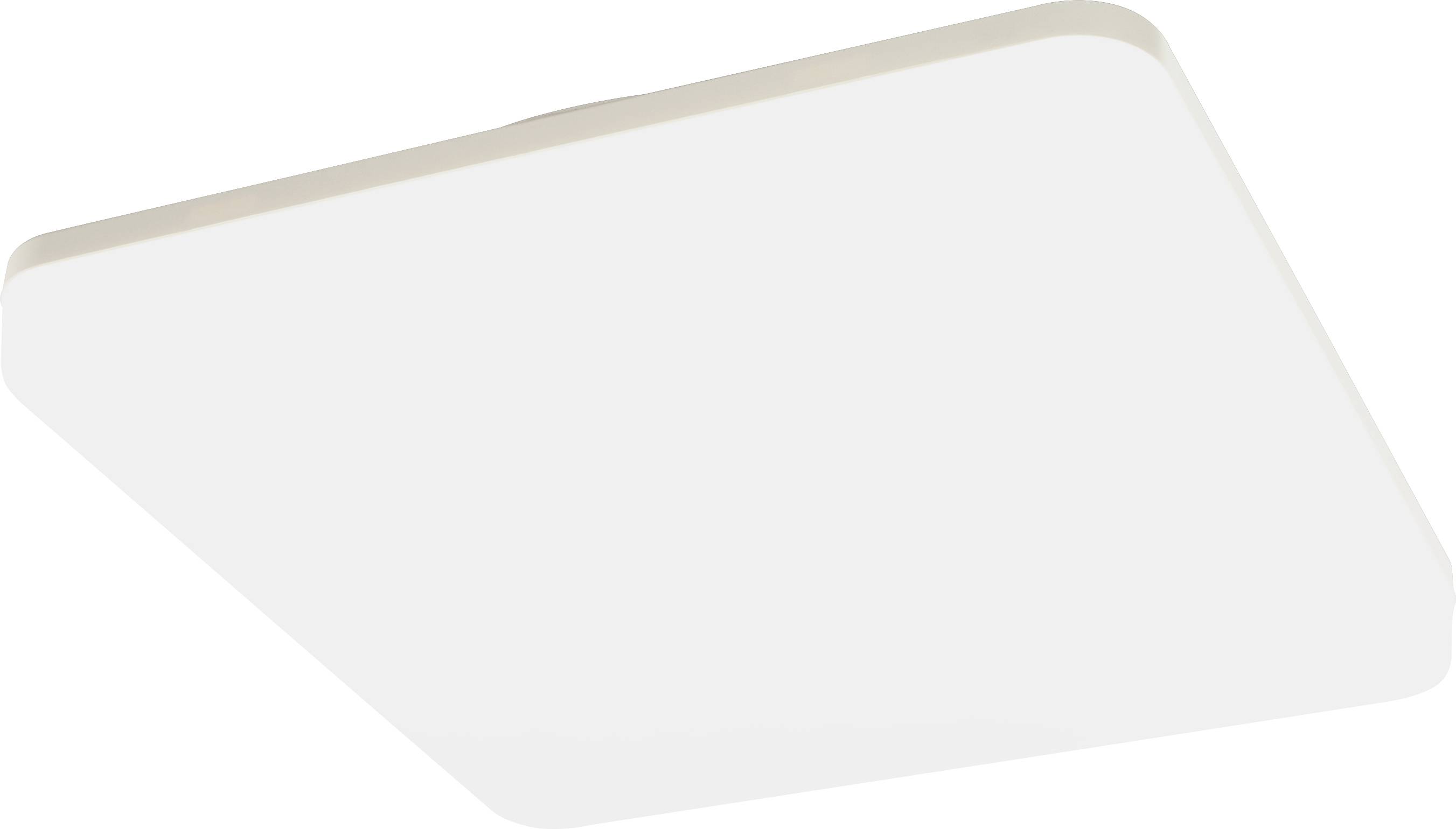 A square, flat ceiling light in a modern style with rounded corners, emitting uniform light.