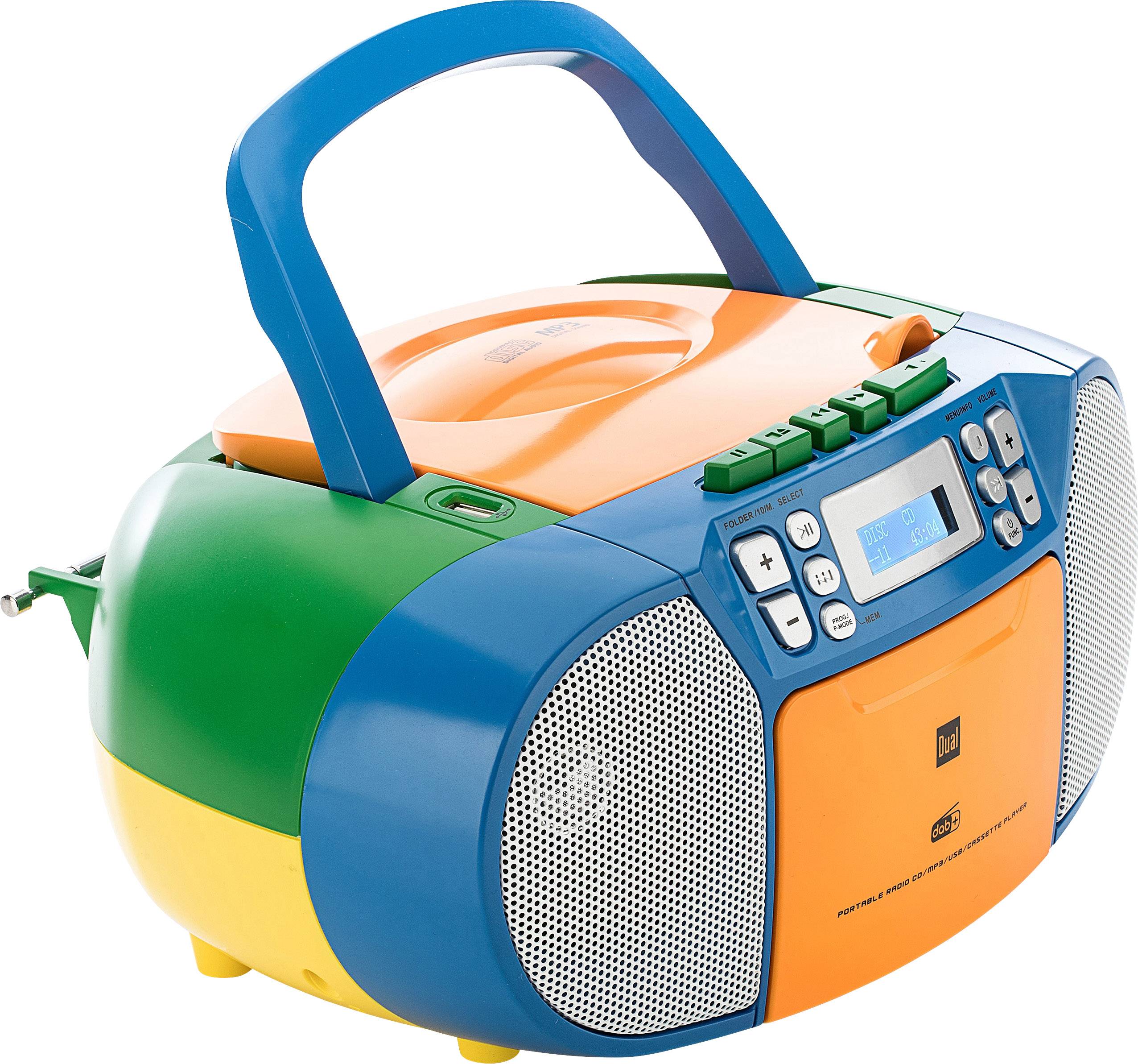 Dual Dab P 210 Boombox Radio Cassette Player Dab Fm Cd Tape Aux Multi Coloured 5407