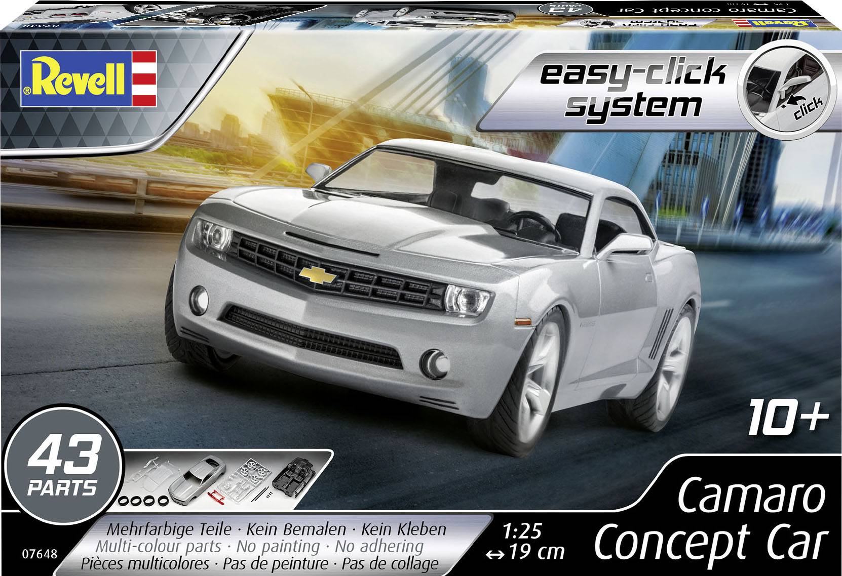 Revell model kit 'Camaro Concept Car', easy-click system, 43 parts, scale 1:25, suitable for children aged 10 and over.