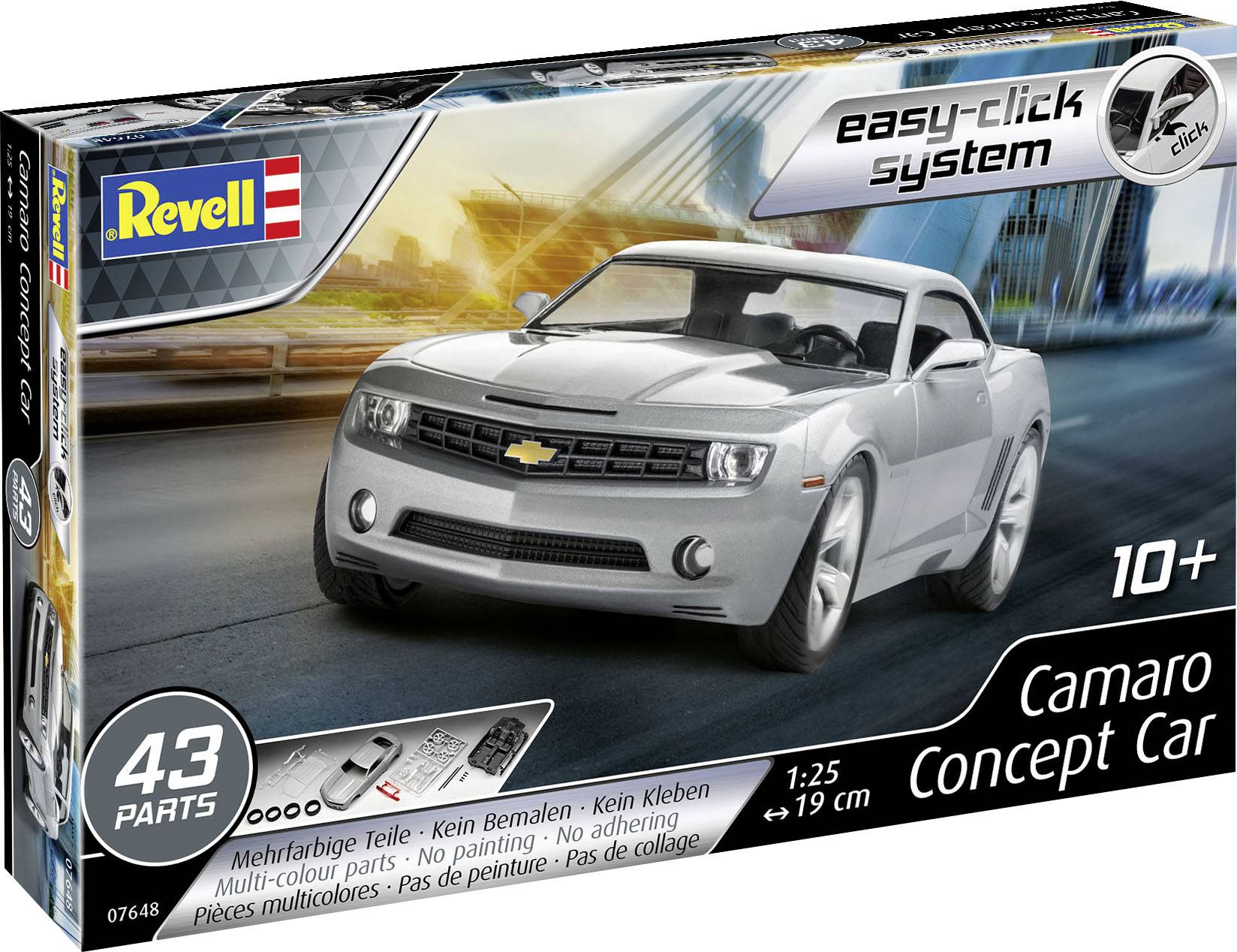 Revell Model Car Toy: Camaro Concept Car in 1:25 scale, suitable for children aged 10 and above, 43 parts with easy-click system.