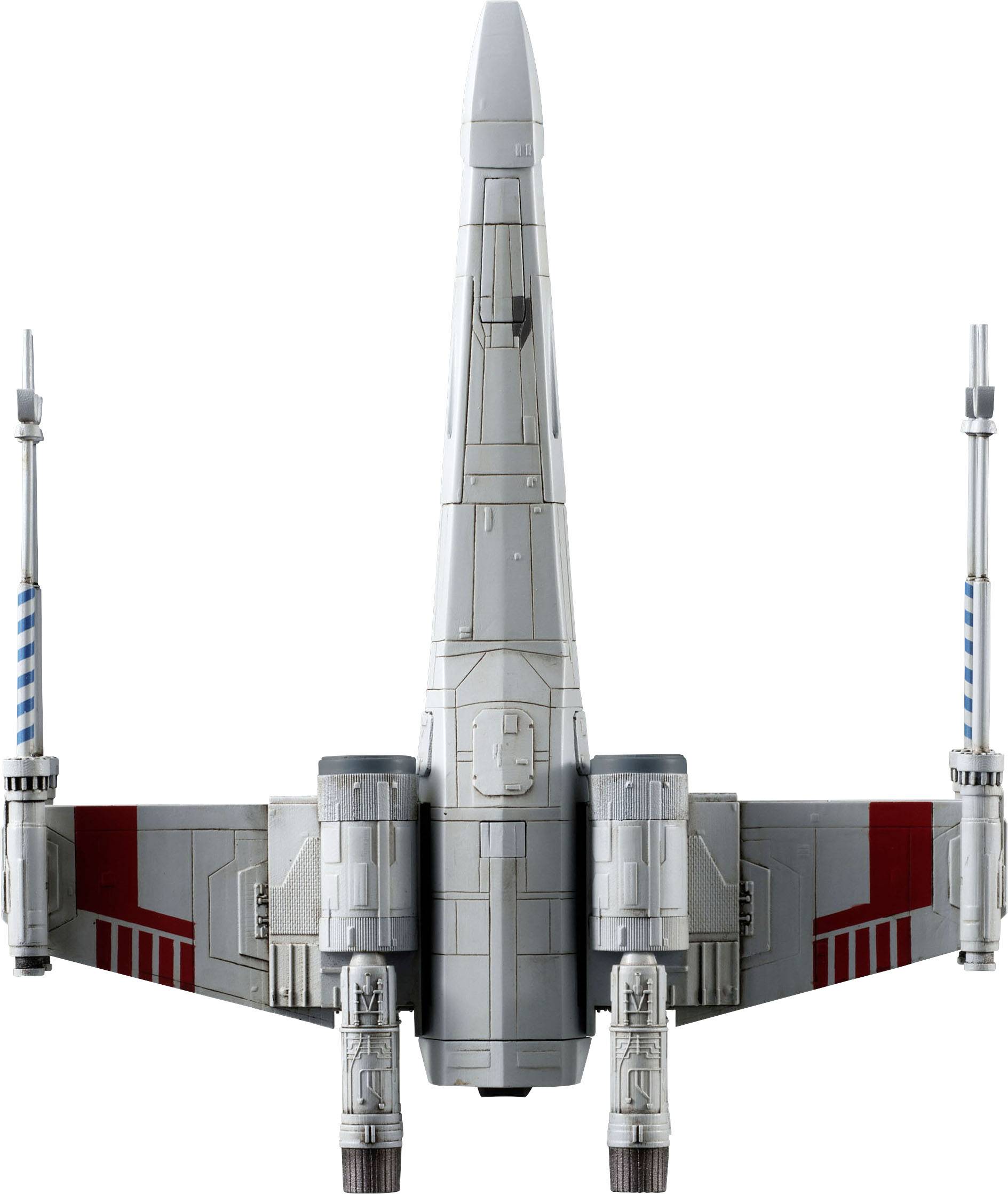 A grey, futuristic spacecraft with two vertical wings and two engines, typical of science fiction films.