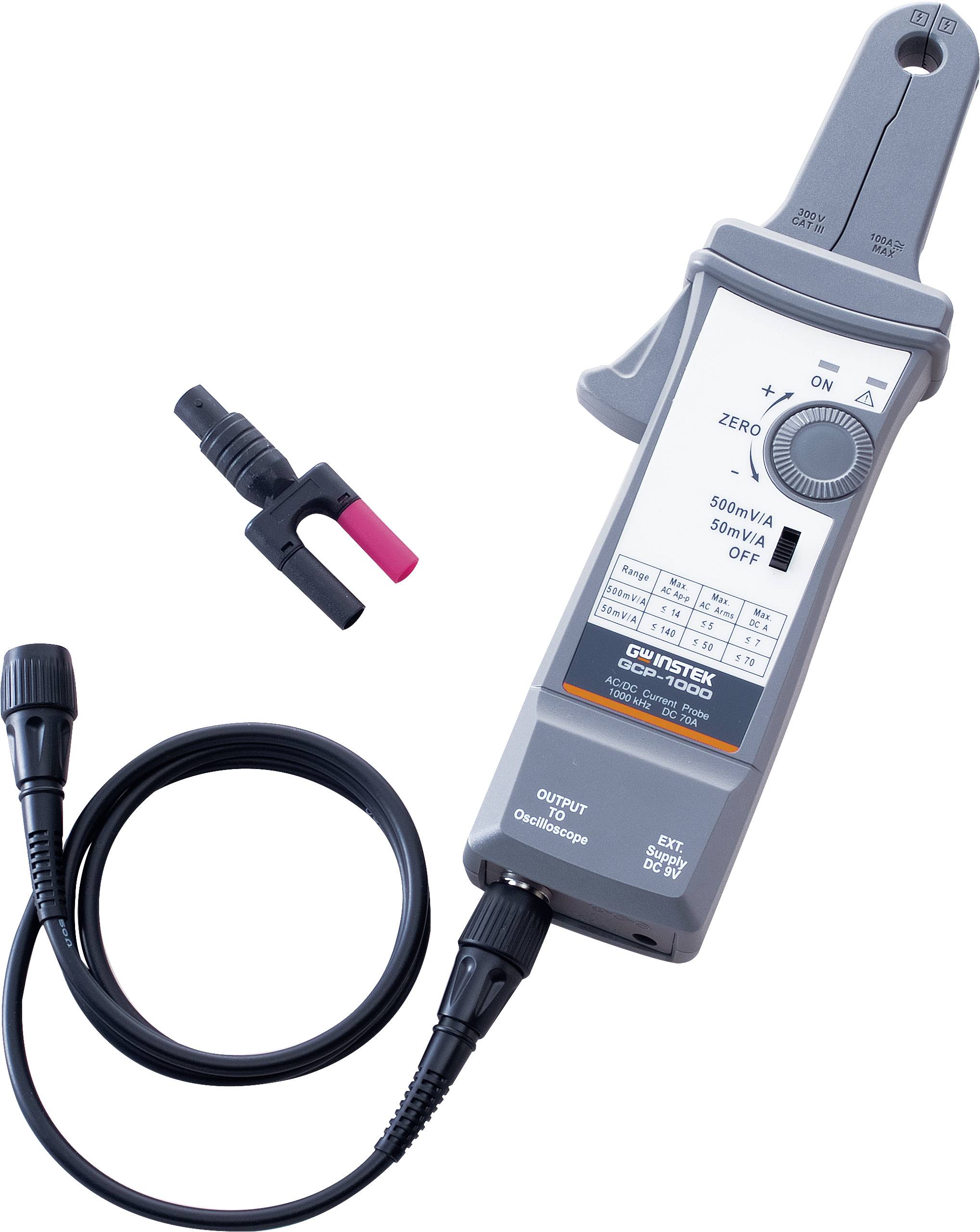 A digital ammeter with cable and clip, for precise measurement of electrical current in electronic systems.