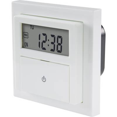 Digital wall switch with display shows '12:38'.