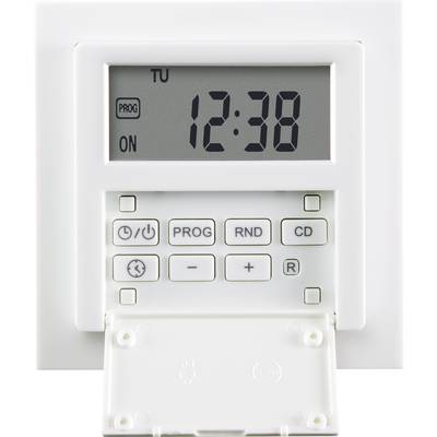 A digital timer with an LCD screen displays the time '12:38'. Buttons for programme, time setting, random, and countdown are visible.