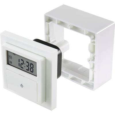 Digital timer with display, showing 12:38. Device and mounting bracket shown separately.