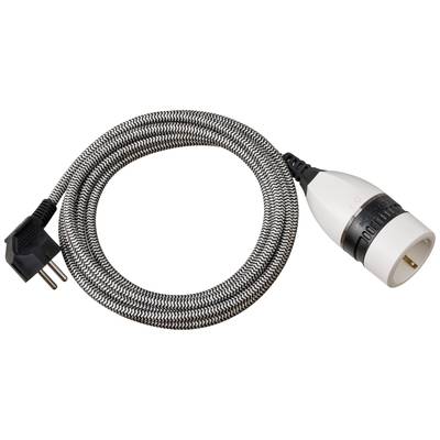 Image of Brennenstuhl 1161830 Current Cable extension Black, White 3.00 m H05VV-F 3G 1,5 mm² Fabric sleeve, incl. On/Off switch