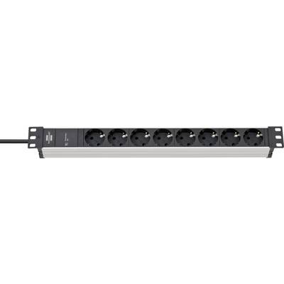 Image of Brennenstuhl 1390007308 Surge protection power strip 8x Black, Silver PG connector 1 pc(s)