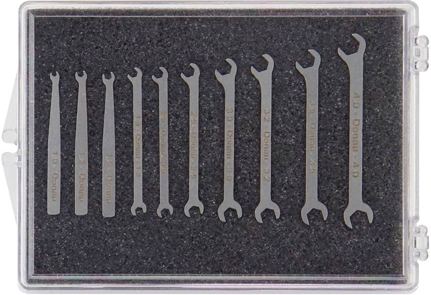 A set of small Allen keys in various sizes, arranged in a foam-lined box. Suitable for precision work.