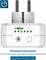 Socket with adjustable operating time. Automatic disconnection after 15 mins, 30 mins, 1hr, 2hrs, 4hrs, 8hrs. Start/Stop button included.