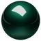 A gleaming, dark green sphere with a bright light reflection on its surface.