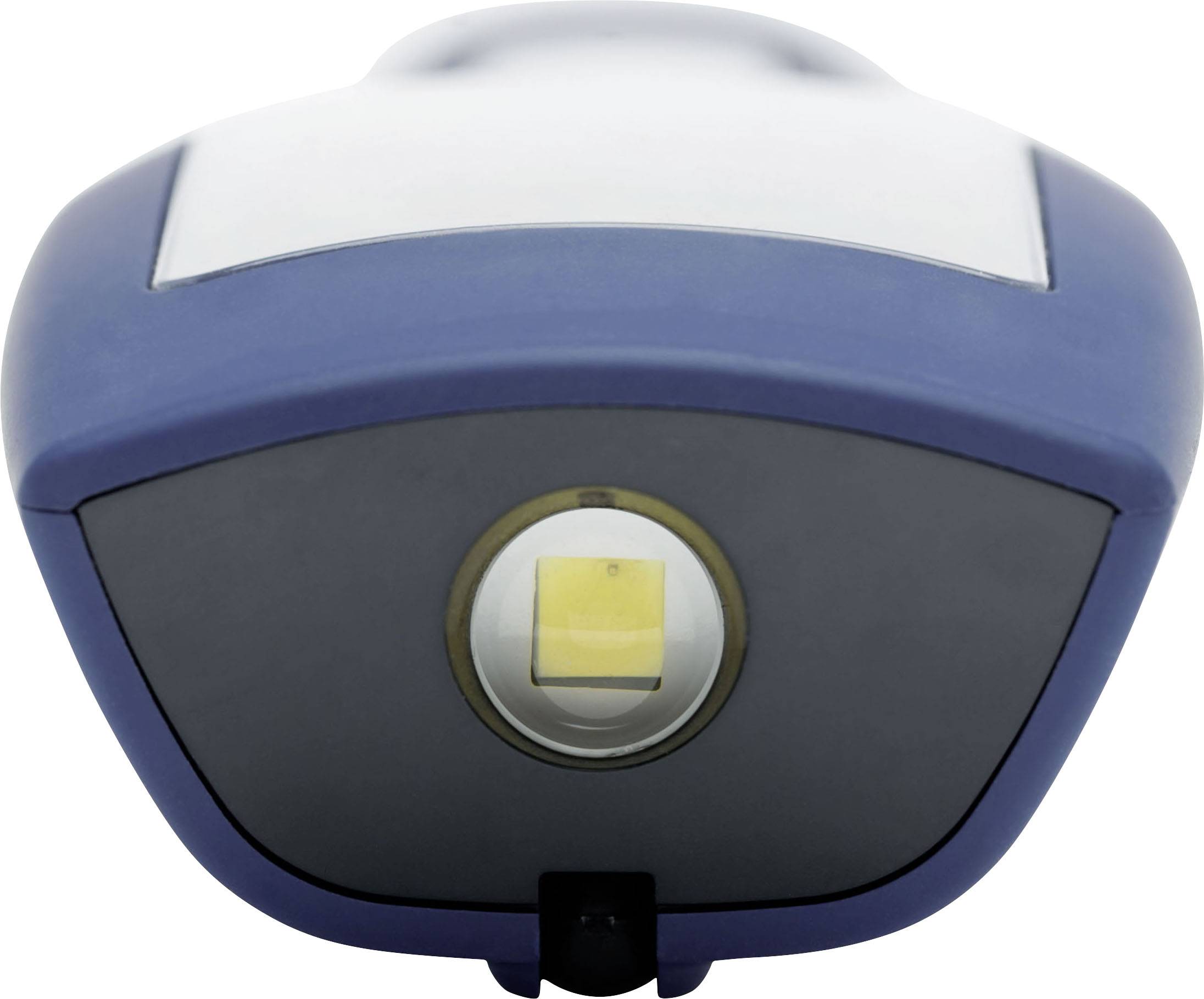 A blue scanner with an illuminated scanning area, ideal for digitising documents or images.