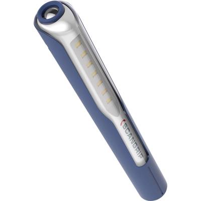 Blue hand torch with silver accent and engraved brand name, LED lights are visible on the front.