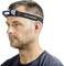 A man is wearing a headband with an integrated LED light, suitable for working in dark environments.