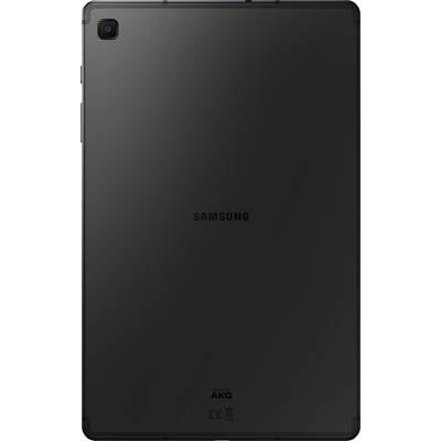 The rear side of a black Samsung tablet with an AKG logo demonstrates a minimalist design without visible details.
