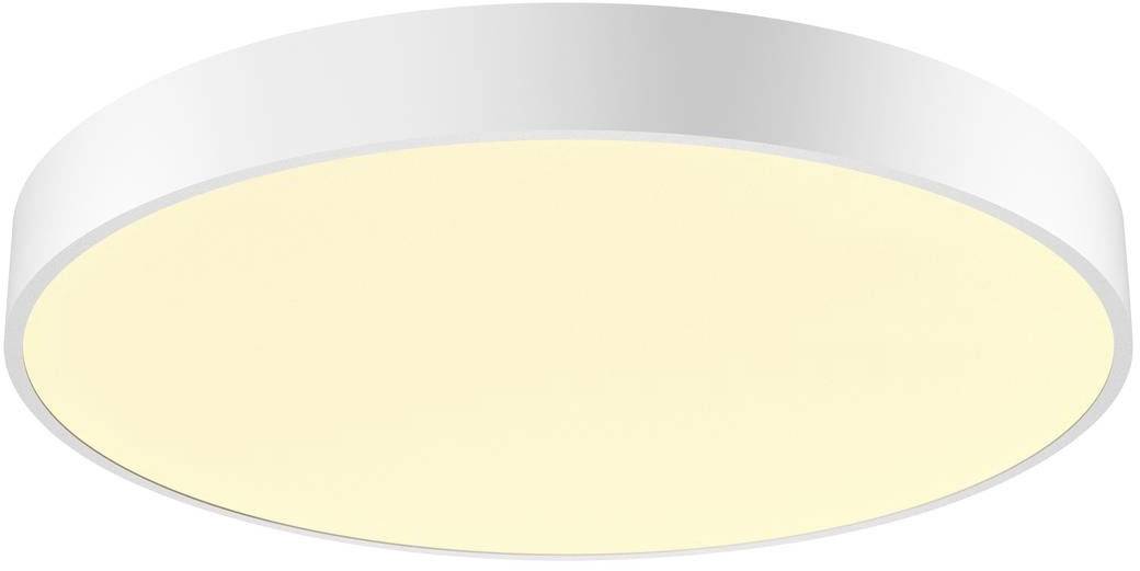 A round, flat ceiling light with a white border and warm white light, providing even illumination.