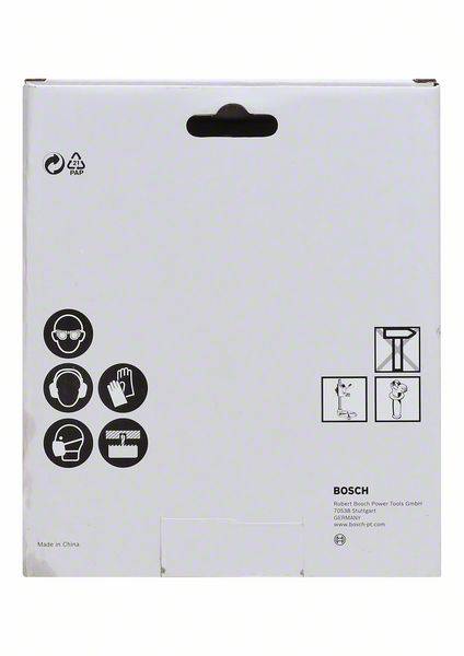 White packaging with safety icons: safety glasses, ear protection, gloves. Text: 'BOSCH'.