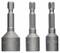 'Three grey socket attachments in various sizes (13, 10, 8 mm) with Bosch logo, each with a hexagonal shaft.'