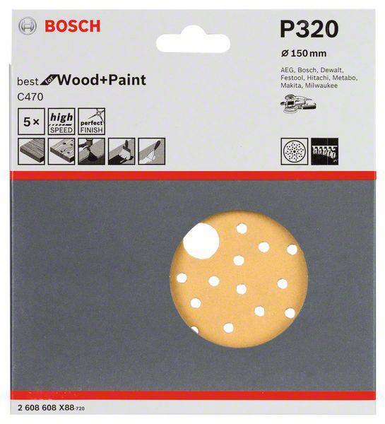 Bosch Accessories 2608608X88 2608608X88 Router sandpaper Grit size 320 (Ø) 150 mm 5 pc(s)-1