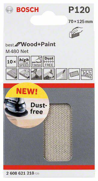 Bosch Accessories 2608621218 Sandpaper sheet Grit size 120 (L x W) 125 mm x 70 mm 10 pc(s)-1