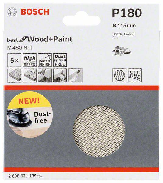 Bosch Accessories 2608621139 2608621139 Router sandpaper Grit size 180 (Ø) 115 mm 5 pc(s)-1