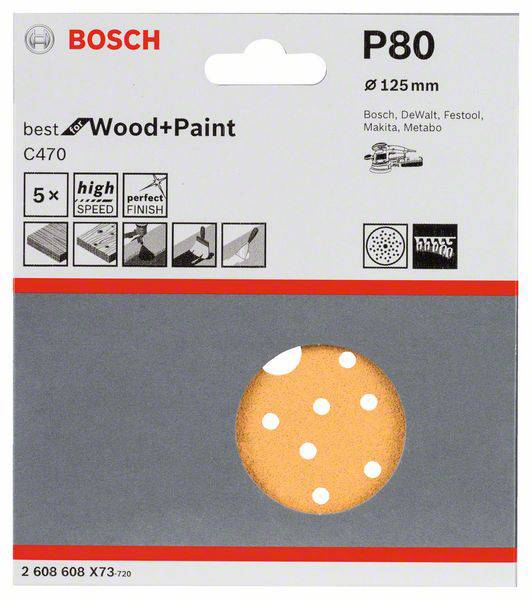 Bosch Accessories 2608608X73 2608608X73 Router sandpaper Grit size 80 (Ø) 125 mm 5 pc(s)-1