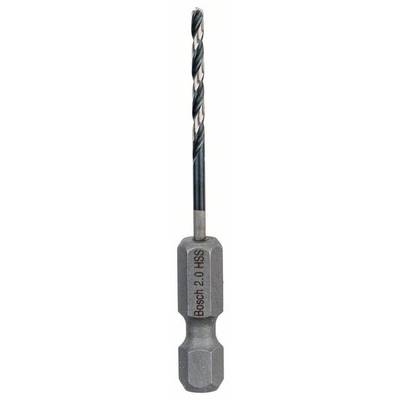 A silver double-cut masonry drill bit with a hexagonal shank.