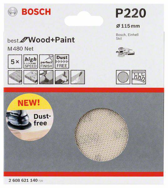 Bosch Accessories 2608621140 2608621140 Router sandpaper Grit size 220 (Ø) 115 mm 5 pc(s)-1