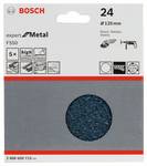 Abrasive sheet F550, Expert for Metal, 125 mm, 24, unperforated, Velcro, 5er pack