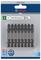 Eight black Bosch screwdriver bits with red and green 'PRO PZ2 Impact' logo in transparent plastic case.