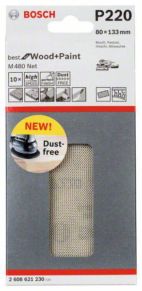 Bosch Accessories 2608621230 2608621230 Sander paper Grit size 220 (Ø x L) 80 mm x 133 mm 10 pc(s)-1