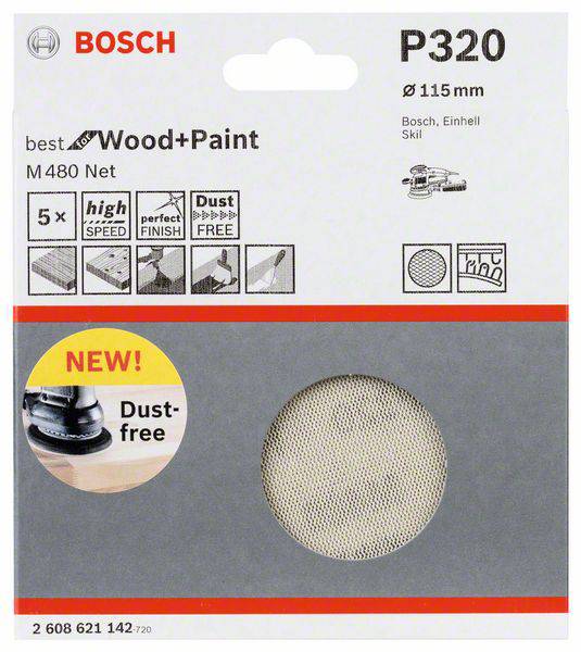 Bosch Accessories 2608621142 2608621142 Router sandpaper Grit size 320 (Ø) 115 mm 5 pc(s)-1