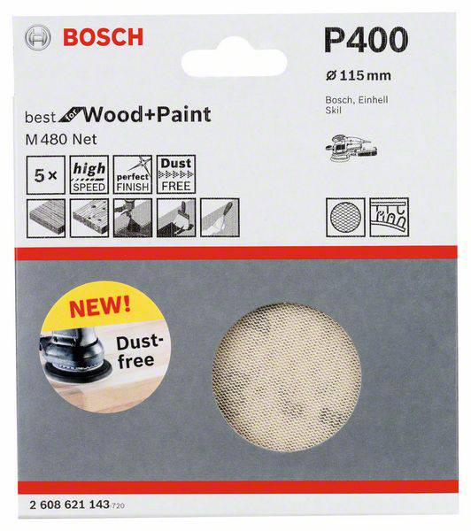 Bosch Accessories 2608621143 2608621143 Router sandpaper Grit size 400 (Ø) 115 mm 5 pc(s)-1
