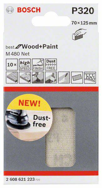 Bosch Accessories 2608621223 Sandpaper sheet Grit size 320 (L x W) 125 mm x 70 mm 10 pc(s)-1