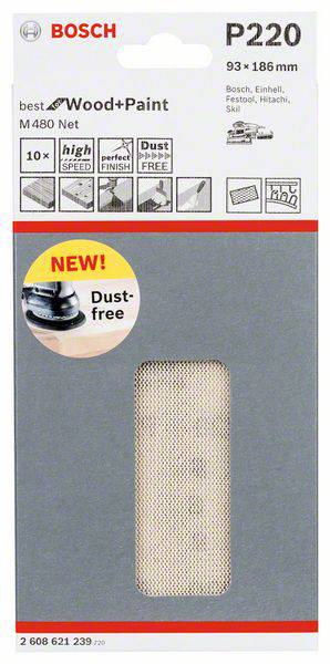Bosch Accessories 2608621239 2608621239 Sander paper Grit size 220 (Ø x L) 93 mm x 186 mm 10 pc(s)-1