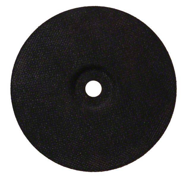 Black grinding disc with central hole for metalworking.