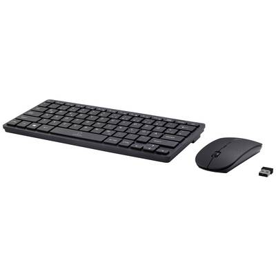 Renkforce RF-KMC-410 Wireless Keyboard and mouse set German, QWERTZ Black-0