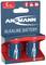 'Ansmann alkaline battery pack with two Baby C 1.5V batteries, suitable for torches, toys and other devices.'