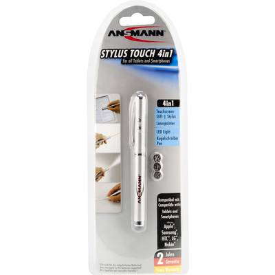 Ansmann 1600-0028 Stylus-Touch 4in1 Penlight battery-powered LED (monochrome), Laser 120 mm Aluminium-1