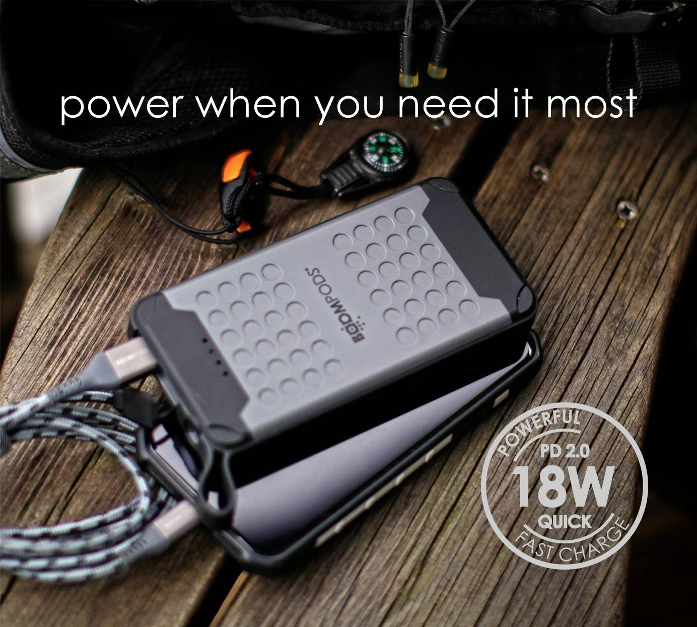 Boompods Powerboom X Power bank 10000 mAh Power Delivery 2.0 Li-ion Black Torch, Outdoor-5